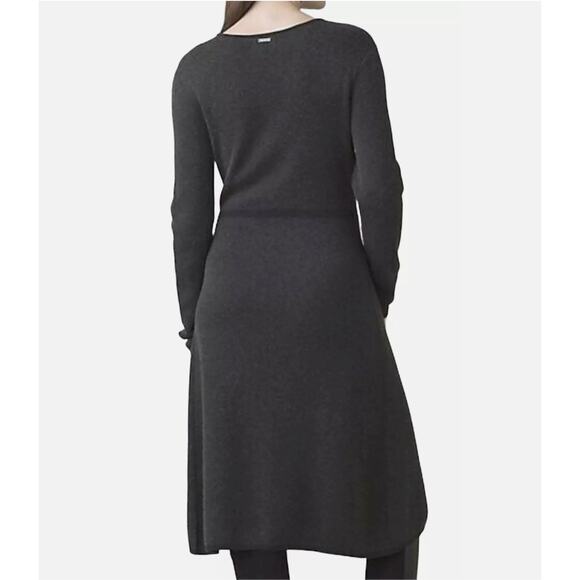 Prana Charcoal Gray Cascadence Organic Cotton Wool Blend Sweater Dress // L - Picture 3 of 13